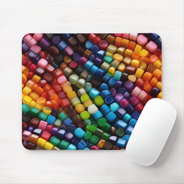 MOUSEPAD CONTAS DE PLÁSTICO VIVAMENTE COLORIDAS (Com mouse)