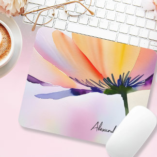 Mousepad Contemporary Floral Optional Custom Name