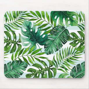Mousepad Contemporary Watercolor Tropical Leaves Pattern