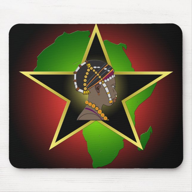 Mousepad Continente e estrela da mulher africana (Frente)
