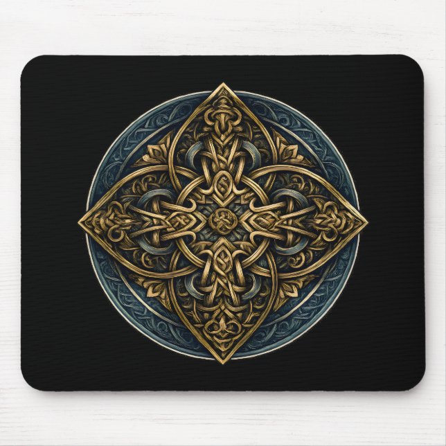Mousepad Continuum de Nó Dourado — Celta Ornamentado (Frente)