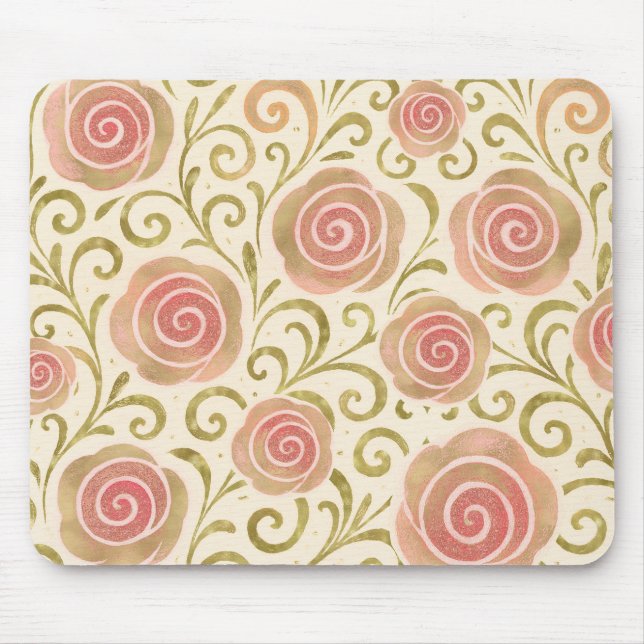 Mousepad Conto de Fadas Rosa e Dourado Princesa Rosas Livro (Frente)