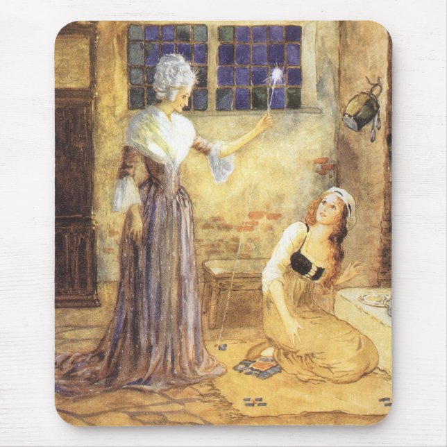 Mousepad Conto de Fadas Vintage Cinderela com Fada Madrinha (Frente)