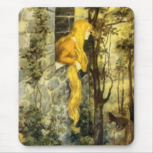 Mousepad Conto de Fadas Vintage, Rapunzel com Cabelo Loiro 