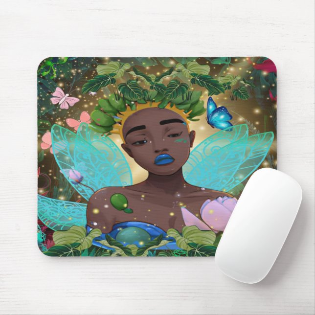 Mousepad Conto Mágico de uma Fada Negra Afro-Americana (Com mouse)