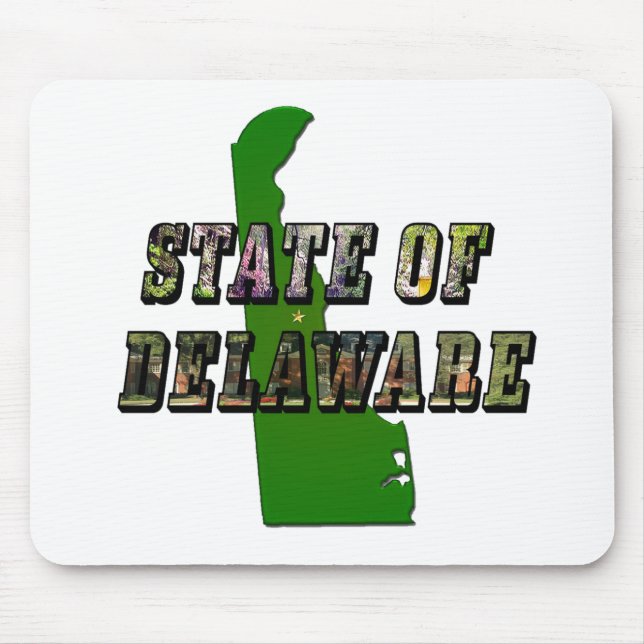 Mousepad Contorno de Texto e Mapa do Estado de Delaware (Frente)