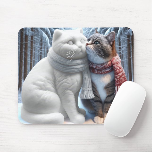 Mousepad Contrabando de Gato com uma escultura de Gato de N (Com mouse)