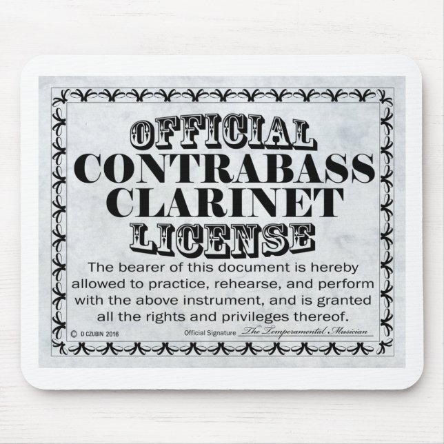 Mousepad Contrabass Clarinet License (Frente)