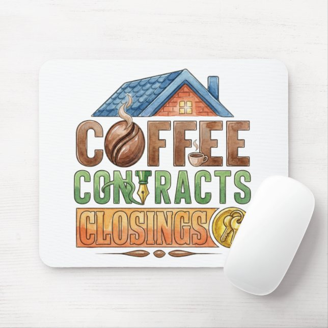 Mousepad Contratos de Café Fechamentos Agente Imobiliário M (Com mouse)