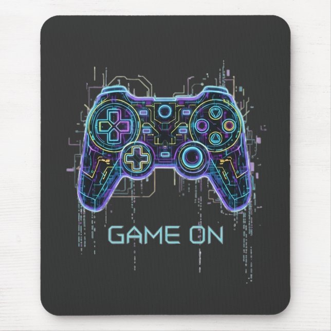 Mousepad Controlador de Jogo Cyberpunk - Neon Game On Tech (Frente)