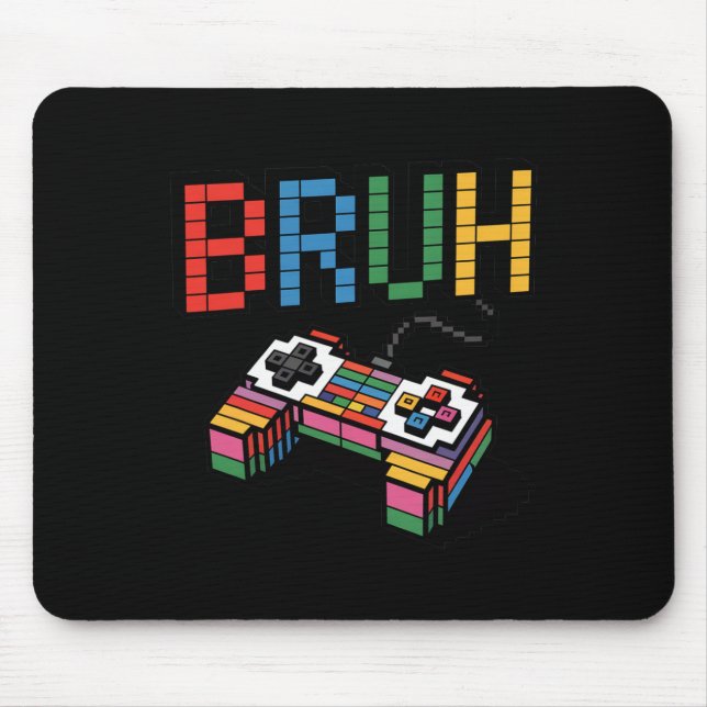 Mousepad Controlador de Jogo Pixel Block Bruh Divertido Est (Frente)