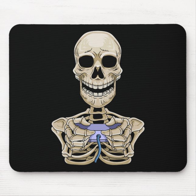 Mousepad Controladora de Jogador de Esqueleto do Halloween (Frente)