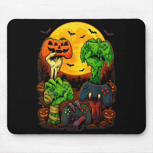 Mousepad Controle de Jogo Esqueleto Zumbi Múmia de Hallowee (Frente)