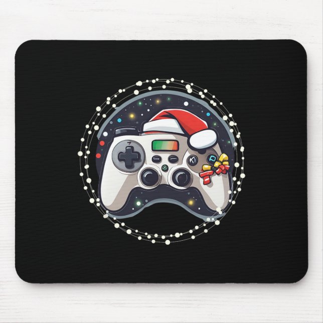 Mousepad Controle de Video Game Chapéu de Papai Noel Natal  (Frente)