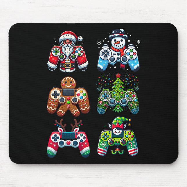 Mousepad Controles de Jogos de Natal Papai Noel Elfo Natal  (Frente)
