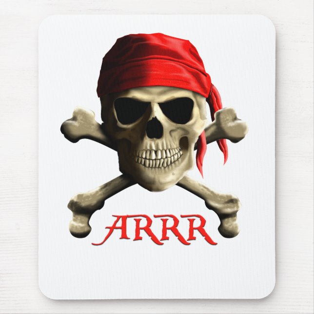 Mousepad Conversa de ARRR como um pirata Roger alegre (Frente)