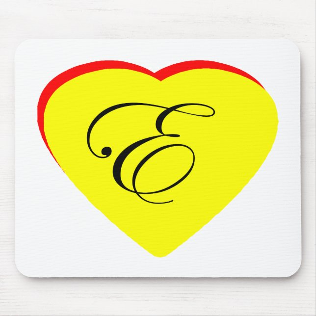 Mousepad Convite De Casamento Coração Vermelho E Amarelo O  (Frente)