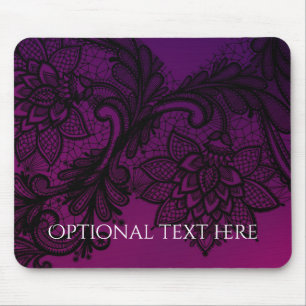Mousepad Convite de festas de rendas preto rosa e roxo
