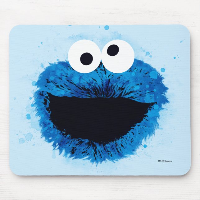 Mousepad Cookie Monster | Tendência Aquarela (Frente)