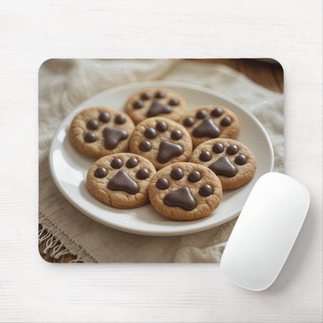 Mousepad Cookies de Pawprint de Chocolate (Com mouse)