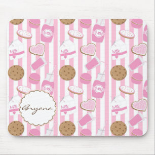 Mousepad Cookies & Milk Rosa Padaria Mouse de Computador Fo