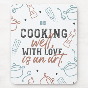 Mousepad Cooking Well With Love Typography