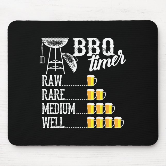 Mousepad Cool Bbq Timer Raw Rare Medium Well Funny Beer Dri (Frente)