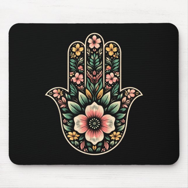 Mousepad Cool Hamsa Khamsa Symbol In Floral Art Style Chris (Frente)