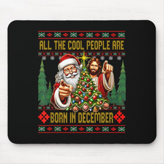 Mousepad Cool People Are Born In December Christian Christm (Frente)