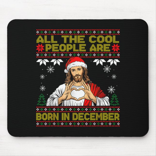Mousepad Cool People Are Born In December Christian Christm (Frente)