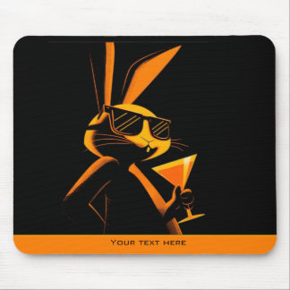 Mousepad Cool Playful Retro Poster Rabbit Nightclub Mood 