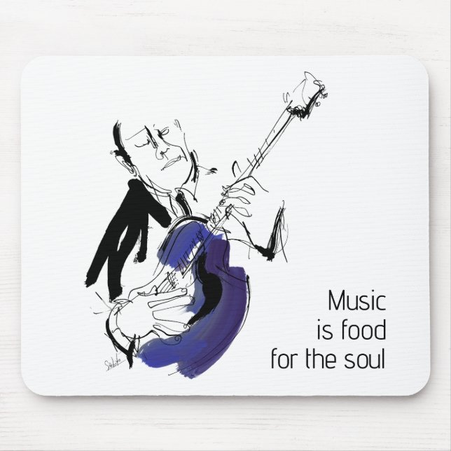Mousepad Cool Retro Man Playing Guitar - Jazz Music Art (Frente)