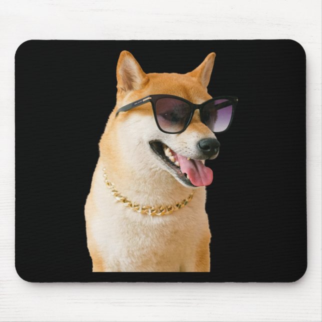 Mousepad Cool Shiba Inu With Sungles And Gold Chain Sticker (Frente)