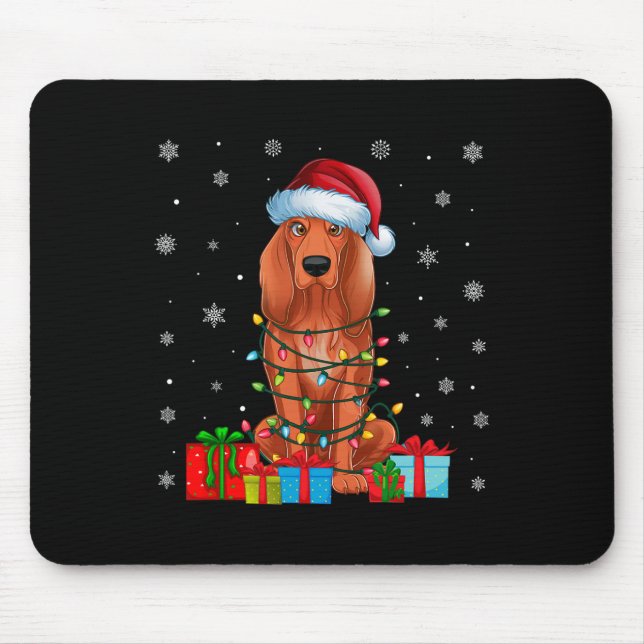 Mousepad Coonhound Dog Ugly Xmas Lights Papais noeis Coonho (Frente)