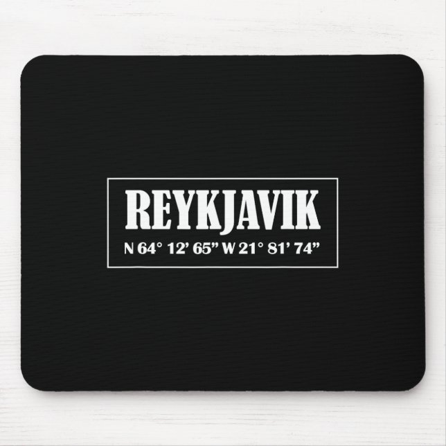 Mousepad Coordenadas da Cidade Reykjavik Islândia  (Frente)