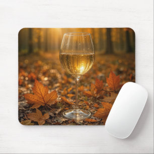 Mousepad Copo de Vinho entre Folhas de Outono