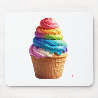 Mousepad Copo de Waffle de Sorvete de Redemoinho de Arco-Ír