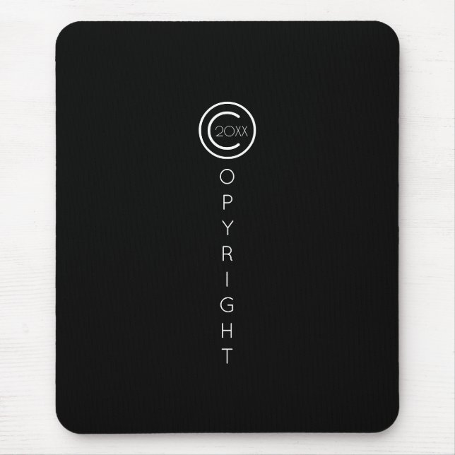 Mousepad Copyright Moderno Preto Tipográfico (Frente)