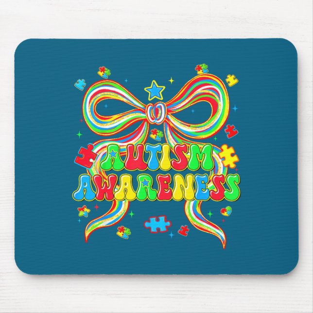 Mousepad Coquete de conscientização sobre autismo enigma mu (Frente)