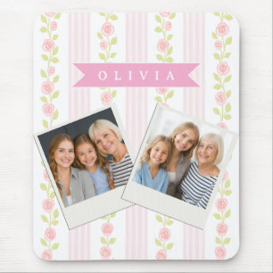 Mousepad Coquete personalizado feminino rosa floral listrad