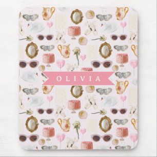 Mousepad Coquete Personalizado Rosa Vintage Feminino