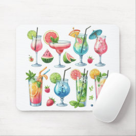 MOUSEPAD COQUETÉIS E FRUTAS DE VERÃO COLORIDOS COMO PASTEL