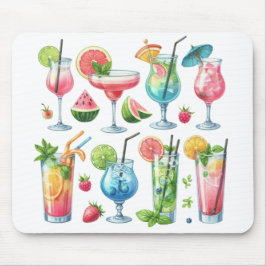 MOUSEPAD COQUETÉIS E FRUTAS DE VERÃO COLORIDOS COMO PASTEL