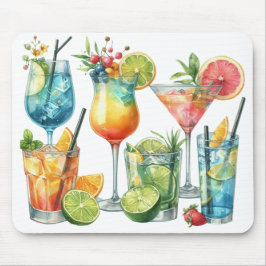 MOUSEPAD COQUETÉIS E FRUTAS DE VERÃO COLORIDOS EM PASTEL
