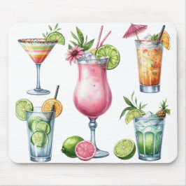 MOUSEPAD COQUETÉIS E FRUTAS DE VERÃO EM CORES PASTEL