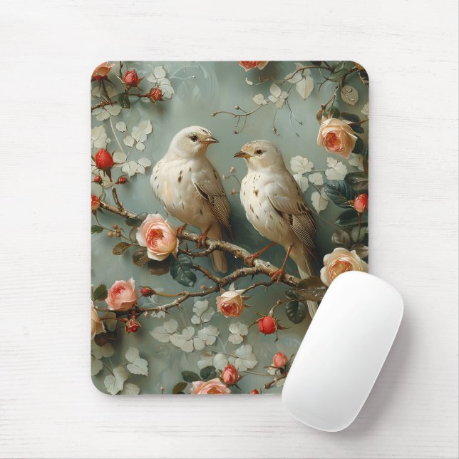 Mousepad Coquette Birds Floral (Com mouse)