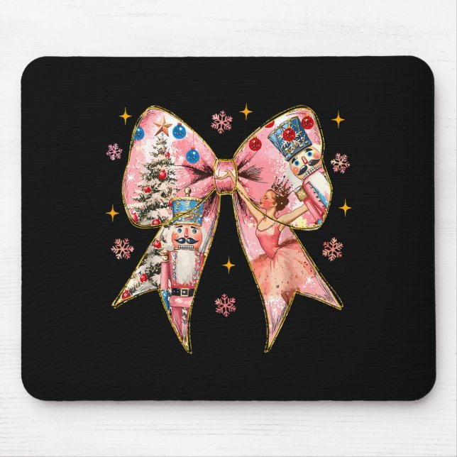 Mousepad Coquette Bow Christmas Nutcracker Ballet Festive W (Frente)