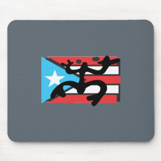 Mousepad Coqui taíno sobre bandera de Puerto Rico