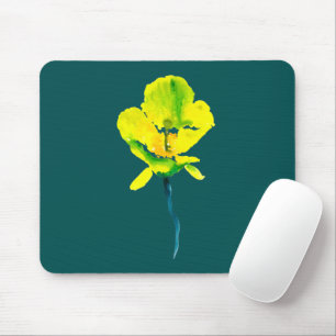Mousepad Cor da água do abstrato de flor amarela