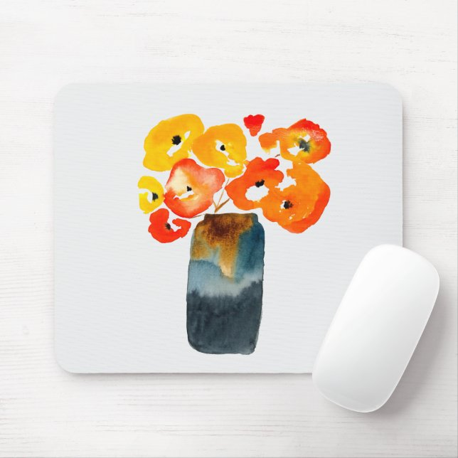 Mousepad Cor d'água das flores da papoila laranja (Com mouse)